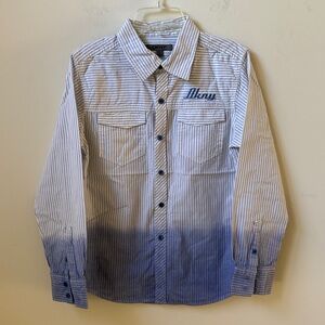 DKNY Blue and White Striped Button Shirt NWOT Boy’s Size M
